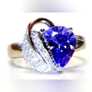 (6)💜Purple Amythyst Heart Cocktail Ring💜